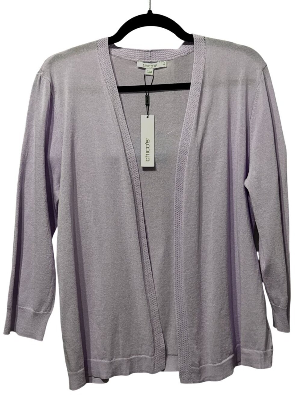Chicos New Open Front Cardigan Sweater Orchid Mist Size 2 (L) Cotton/Nylon Blend - Picture 1 of 8